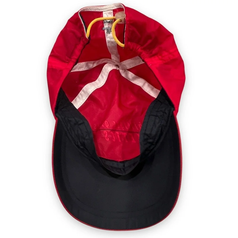 VTG Tommy Hilfiger Girls Athletics Nylon Hat‎ Cap Red Cinch Y2K Adjustable 90s